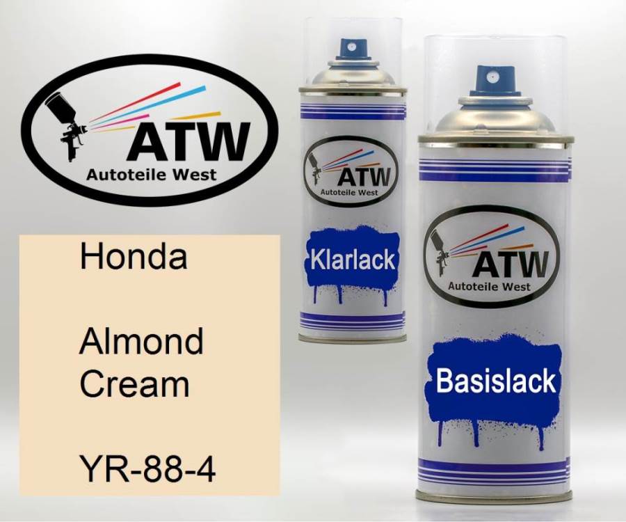 Honda, Almond Cream, YR-88-4: 400ml Sprühdose + 400ml Klarlack - Set, von ATW Autoteile West.